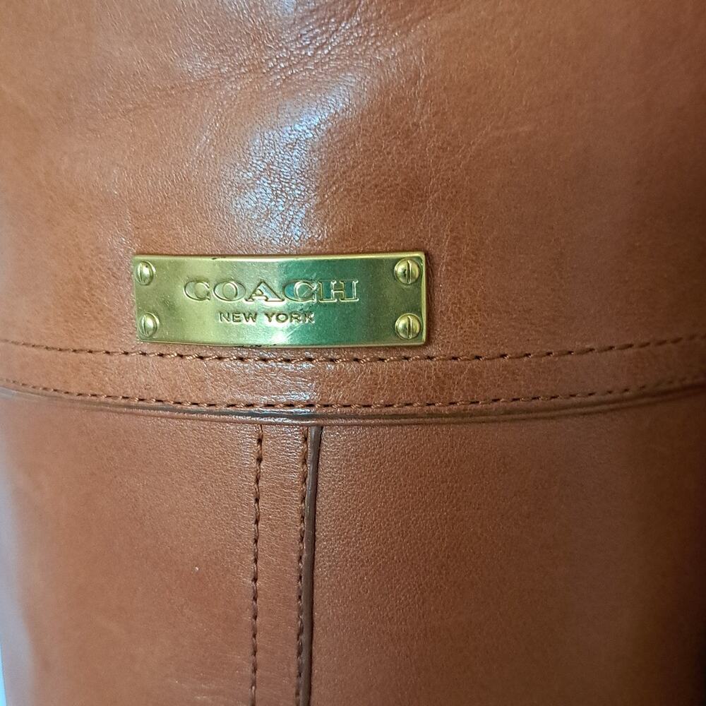 COACH Micha Leather Tall Riding Boots Size 7 Cinnamon Brown - Picture 5 of 11